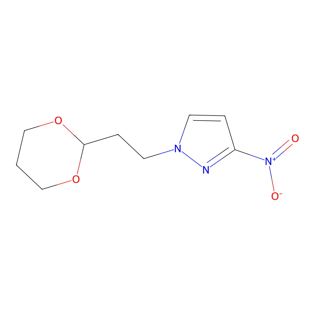1-[2-(1,3-Dioxan-2-yl)ethyl]-3-nitro-1H-pyrazole molecular structure, CAS 1240566-55-5