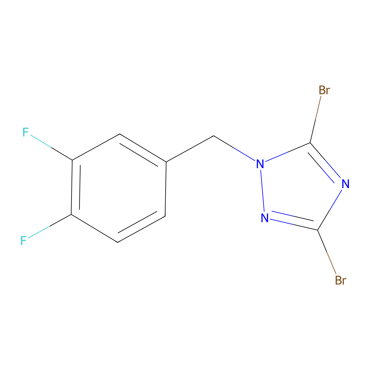 3,5-Dibromo-1-[(3,4-difluorophenyl)methyl]-1H-1,2,4-triazole molecular structure, CAS 1240566-57-7