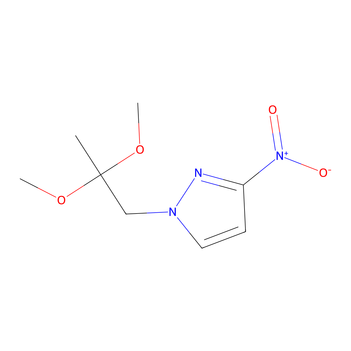 1-(2,2-Dimethoxypropyl)-3-nitro-1H-pyrazole molecular structure, CAS 1240566-63-5