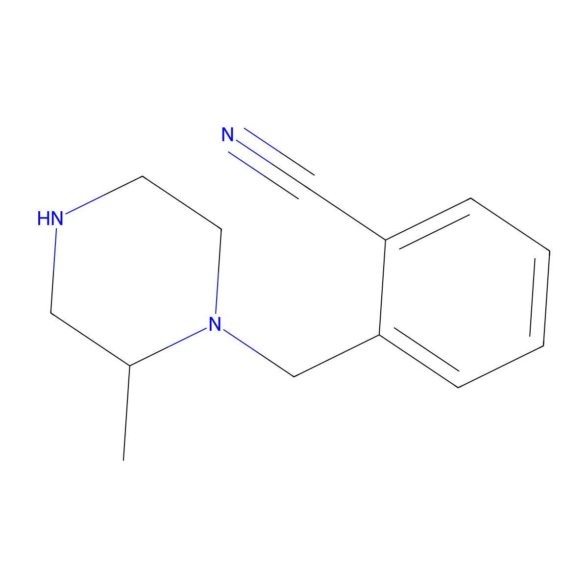 2-[(2-Methylpiperazin-1-yl)methyl]benzonitrile molecular structure, CAS 1240566-75-9