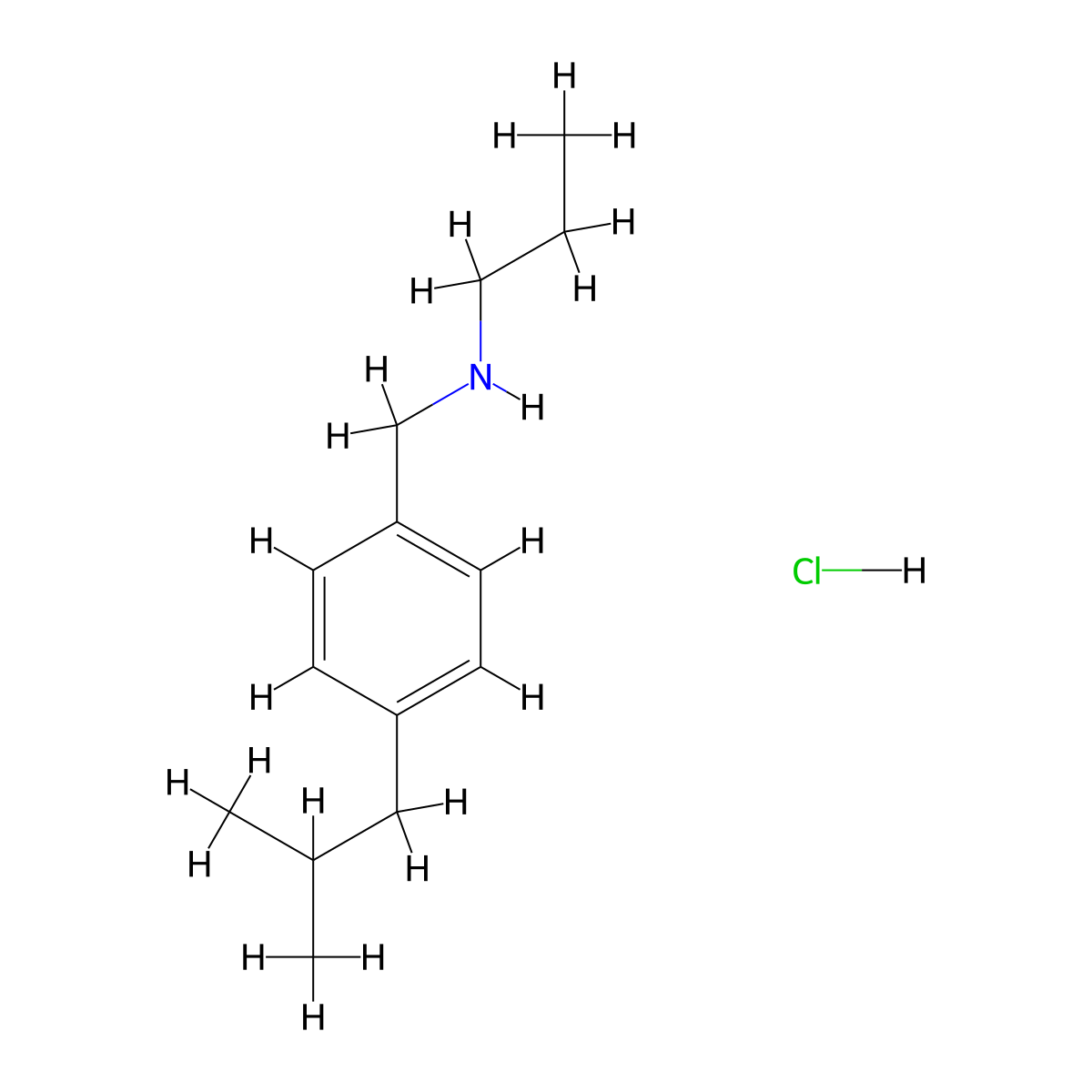 {[4-(2-Methylpropyl)phenyl]methyl}(propyl)amine hydrochloride molecular structure, CAS 1240566-81-7
