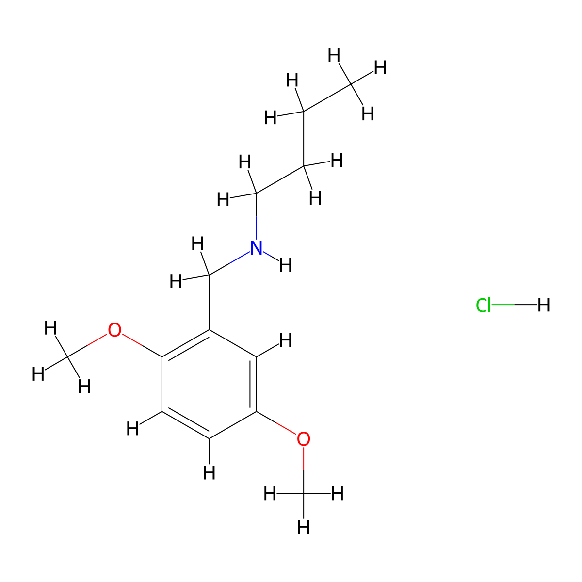 Butyl[(2,5-dimethoxyphenyl)methyl]amine hydrochloride molecular structure, CAS 1240566-94-2