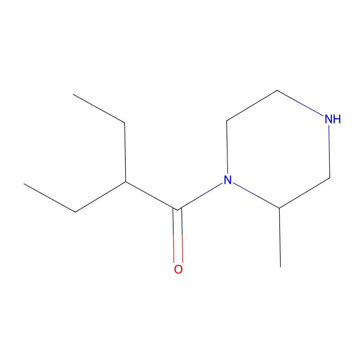 2-Ethyl-1-(2-methylpiperazin-1-yl)butan-1-one molecular structure, CAS 1240566-99-7