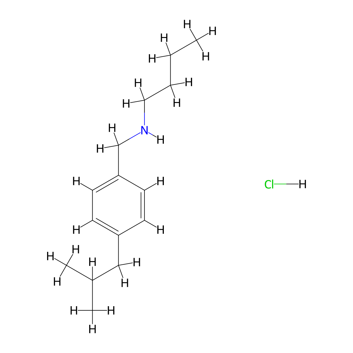 Butyl({[4-(2-methylpropyl)phenyl]methyl})amine hydrochloride molecular structure, CAS 1240567-11-6