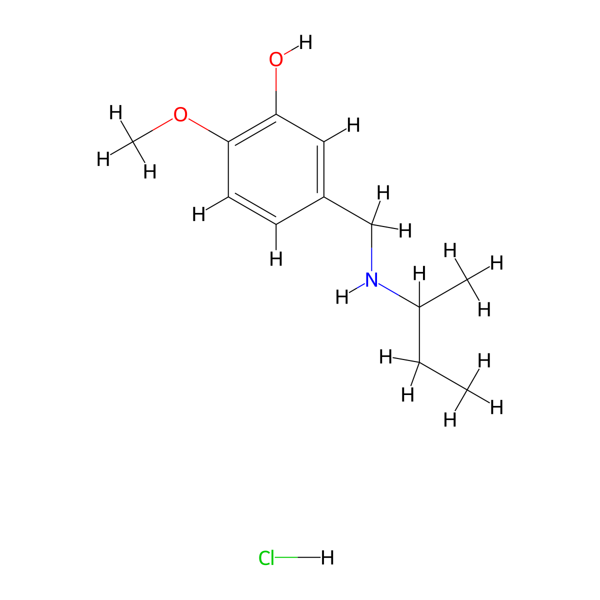 5-{[(Butan-2-yl)amino]methyl}-2-methoxyphenol hydrochloride molecular structure, CAS 1240567-12-7