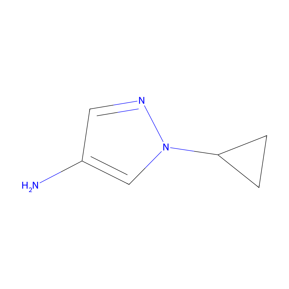 1-Cyclopropyl-1H-pyrazol-4-amine molecular structure, CAS 1240567-18-3