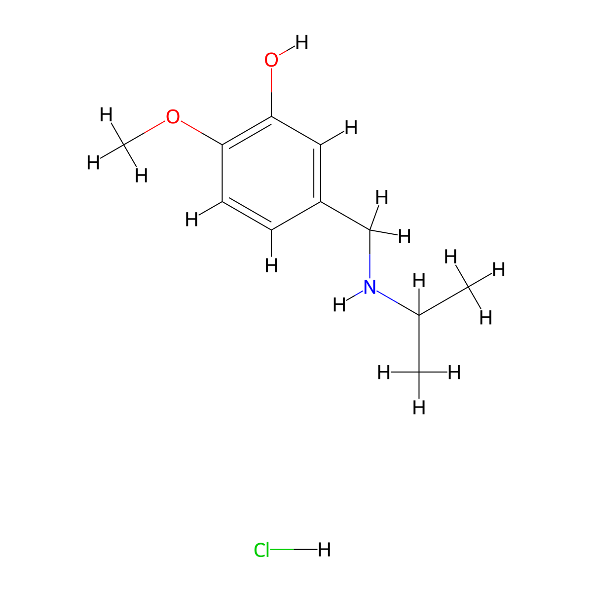 2-Methoxy-5-{[(propan-2-yl)amino]methyl}phenol hydrochloride molecular structure, CAS 1240567-43-4