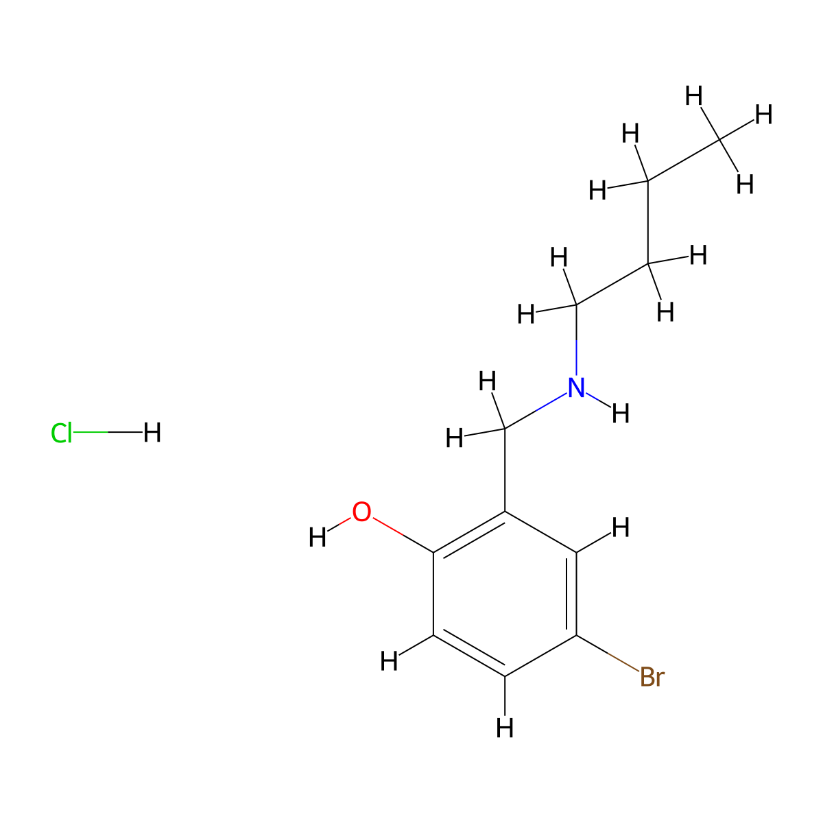 4-Bromo-2-[(butylamino)methyl]phenol hydrochloride molecular structure, CAS 1240567-49-0