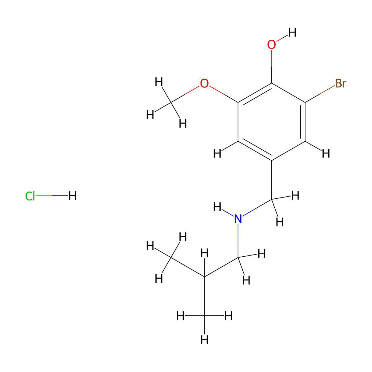 2-Bromo-6-methoxy-4-{[(2-methylpropyl)amino]methyl}phenol hydrochloride molecular structure, CAS 1240567-59-2