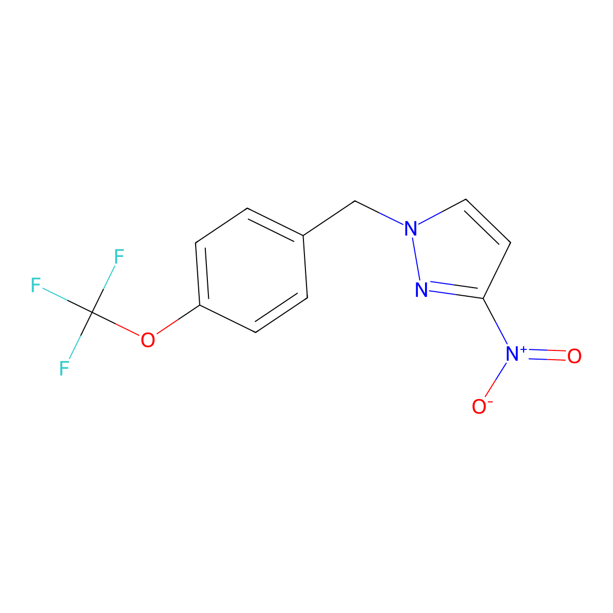 3-Nitro-1-{[4-(trifluoromethoxy)phenyl]methyl}-1H-pyrazole molecular structure, CAS 1240567-71-8