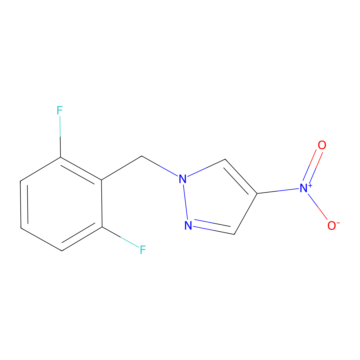 1-[(2,6-Difluorophenyl)methyl]-4-nitro-1H-pyrazole molecular structure, CAS 1240567-86-5