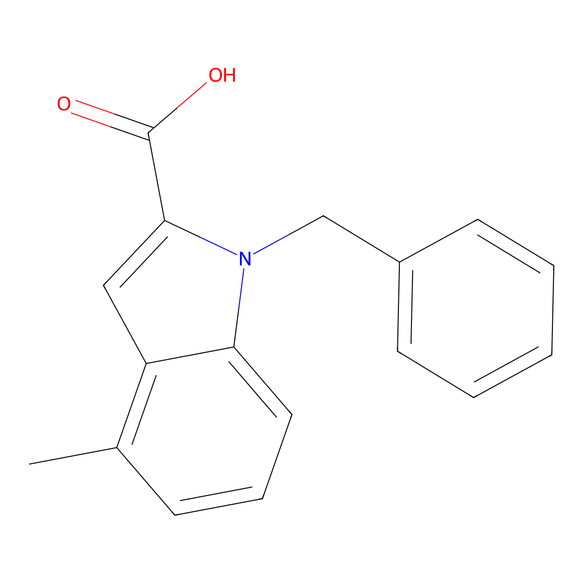 1-Benzyl-4-methyl-1H-indole-2-carboxylic acid molecular structure, CAS 1240567-87-6