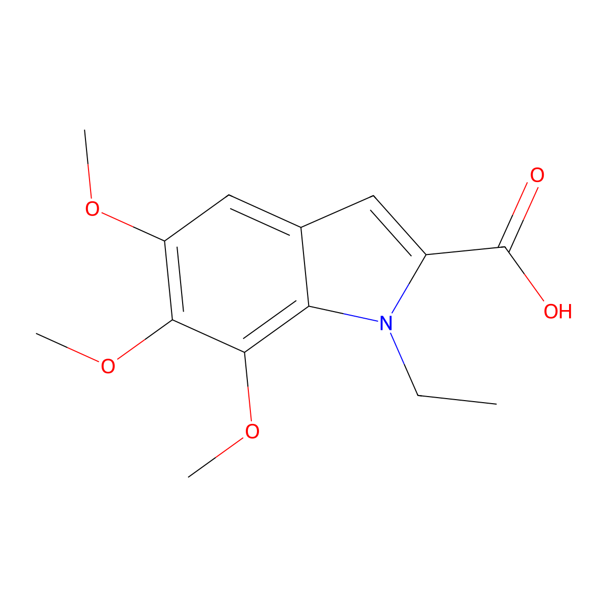 1-Ethyl-5,6,7-trimethoxy-1H-indole-2-carboxylic acid molecular structure, CAS 1240567-92-3