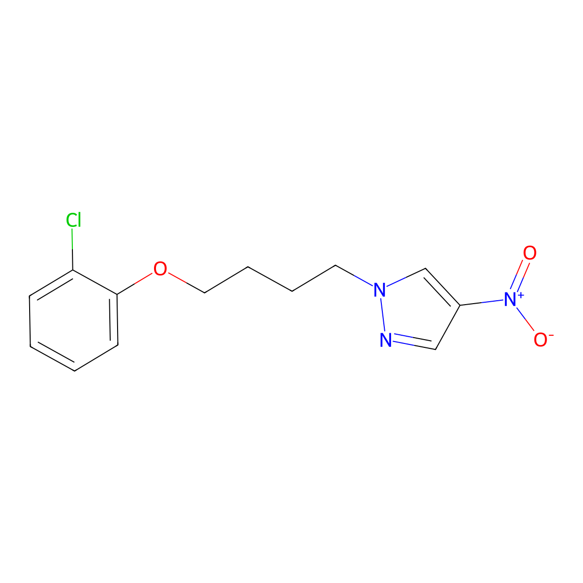 1-[4-(2-Chlorophenoxy)butyl]-4-nitro-1H-pyrazole molecular structure, CAS 1240567-93-4