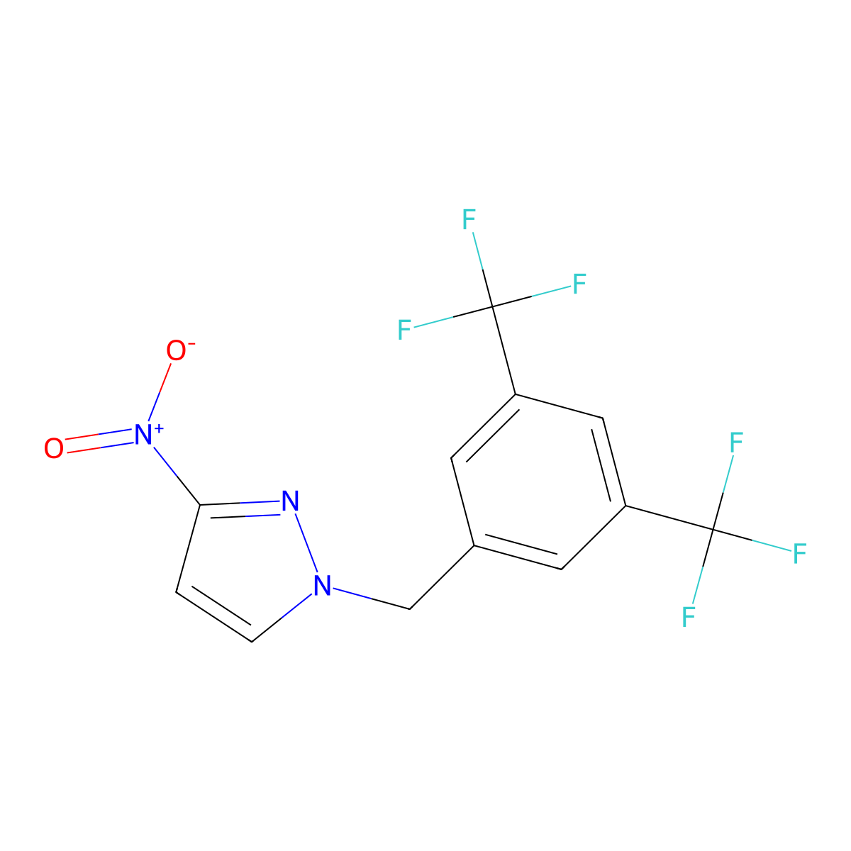 1-{[3,5-Bis(trifluoromethyl)phenyl]methyl}-3-nitro-1H-pyrazole molecular structure, CAS 1240567-97-8