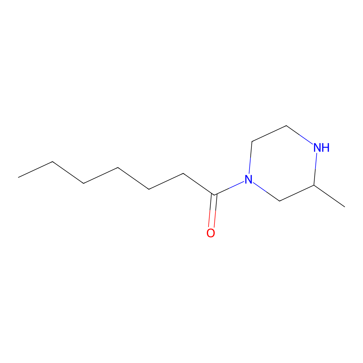 1-(3-Methylpiperazin-1-yl)heptan-1-one molecular structure, CAS 1240568-02-8
