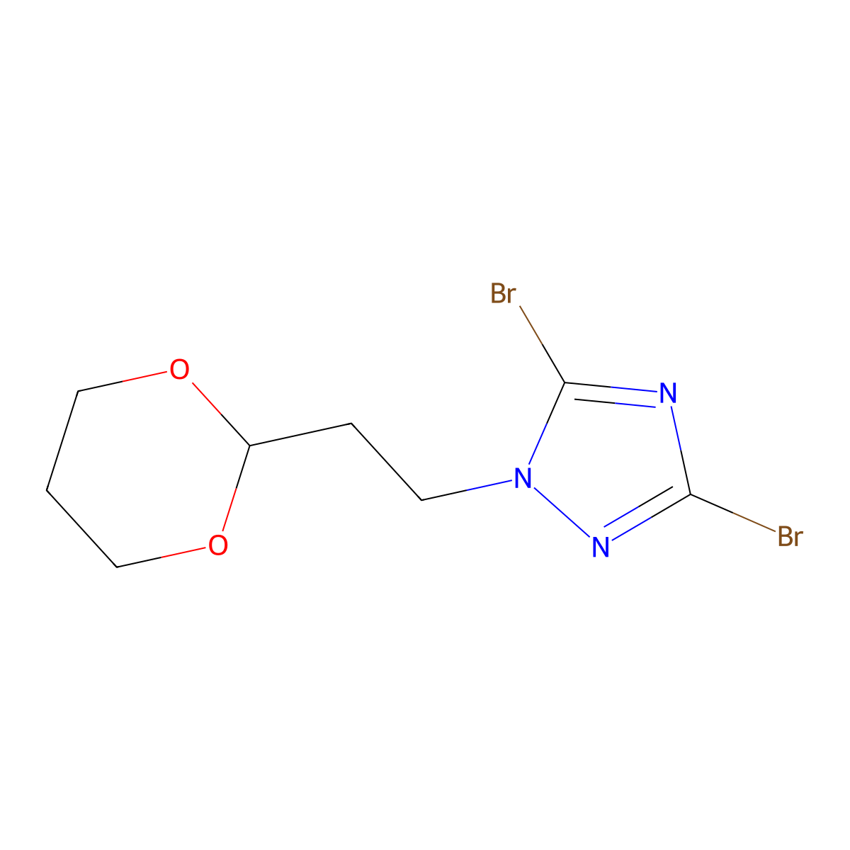 3,5-Dibromo-1-[2-(1,3-dioxan-2-yl)ethyl]-1H-1,2,4-triazole molecular structure, CAS 1240568-05-1