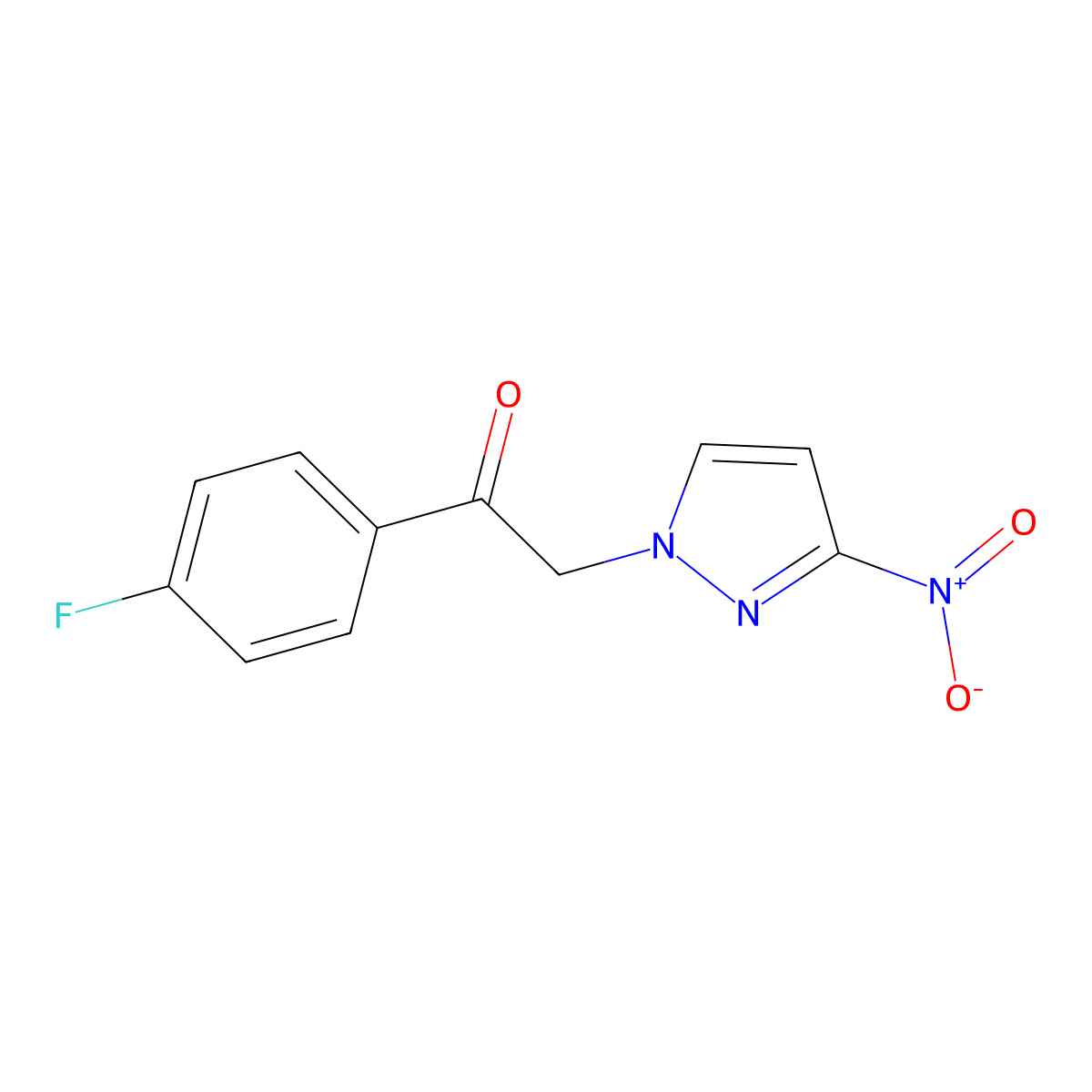 1-(4-Fluorophenyl)-2-(3-nitro-1H-pyrazol-1-yl)ethan-1-one molecular structure, CAS 1240568-08-4