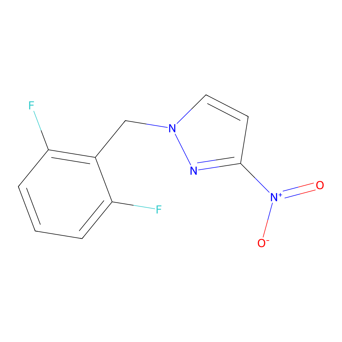 1-[(2,6-Difluorophenyl)methyl]-3-nitro-1H-pyrazole molecular structure, CAS 1240568-19-7