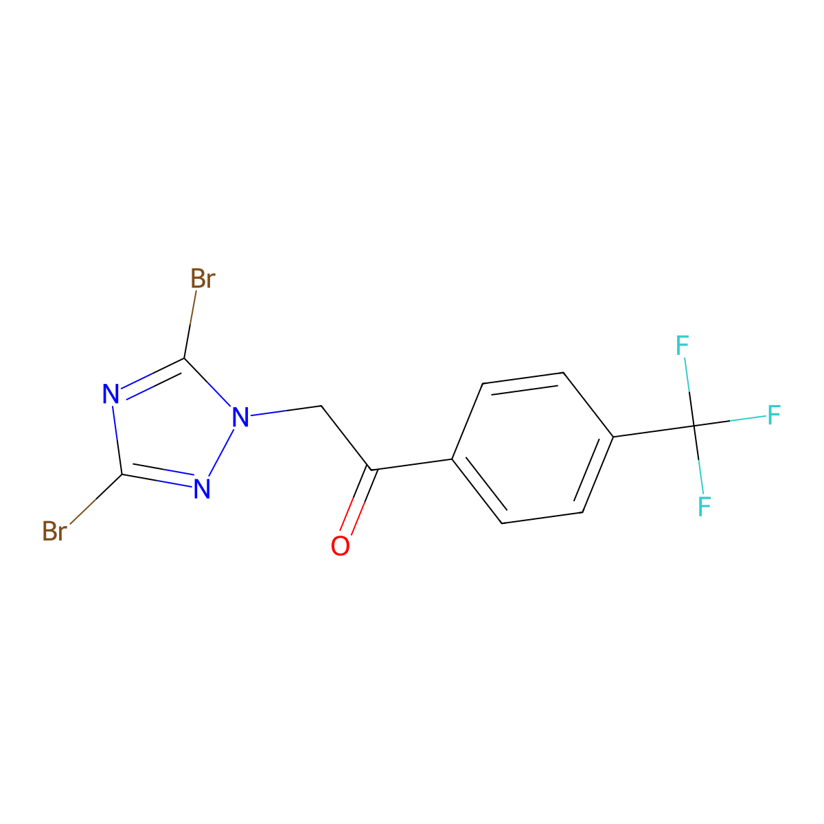 2-(3,5-dibromo-1H-1,2,4-triazol-1-yl)-1-[4-(trifluoromethyl)phenyl]ethan-1-one molecular structure, CAS 1240568-21-1