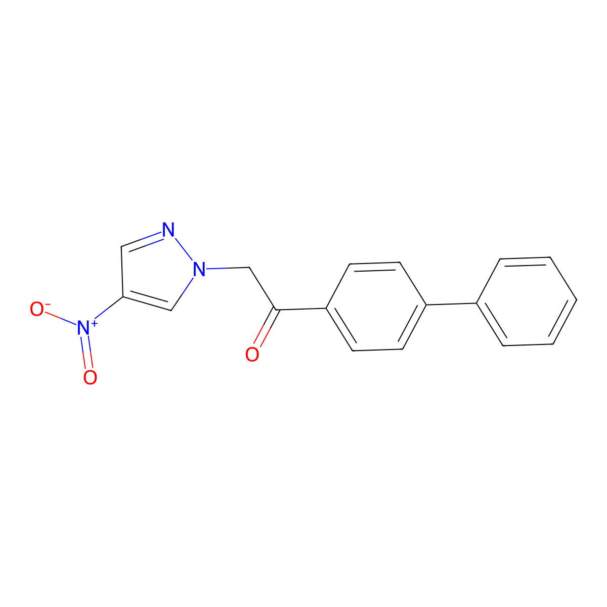 2-(4-Nitro-1H-pyrazol-1-yl)-1-(4-phenylphenyl)ethan-1-one molecular structure, CAS 1240568-22-2