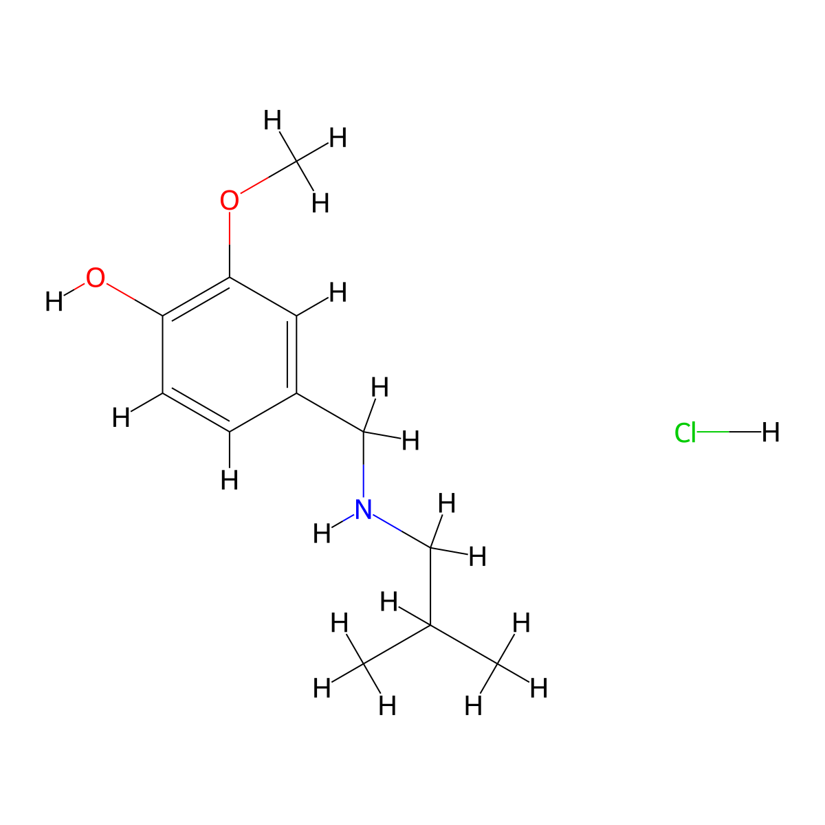 2-Methoxy-4-{[(2-methylpropyl)amino]methyl}phenol hydrochloride molecular structure, CAS 1240568-25-5
