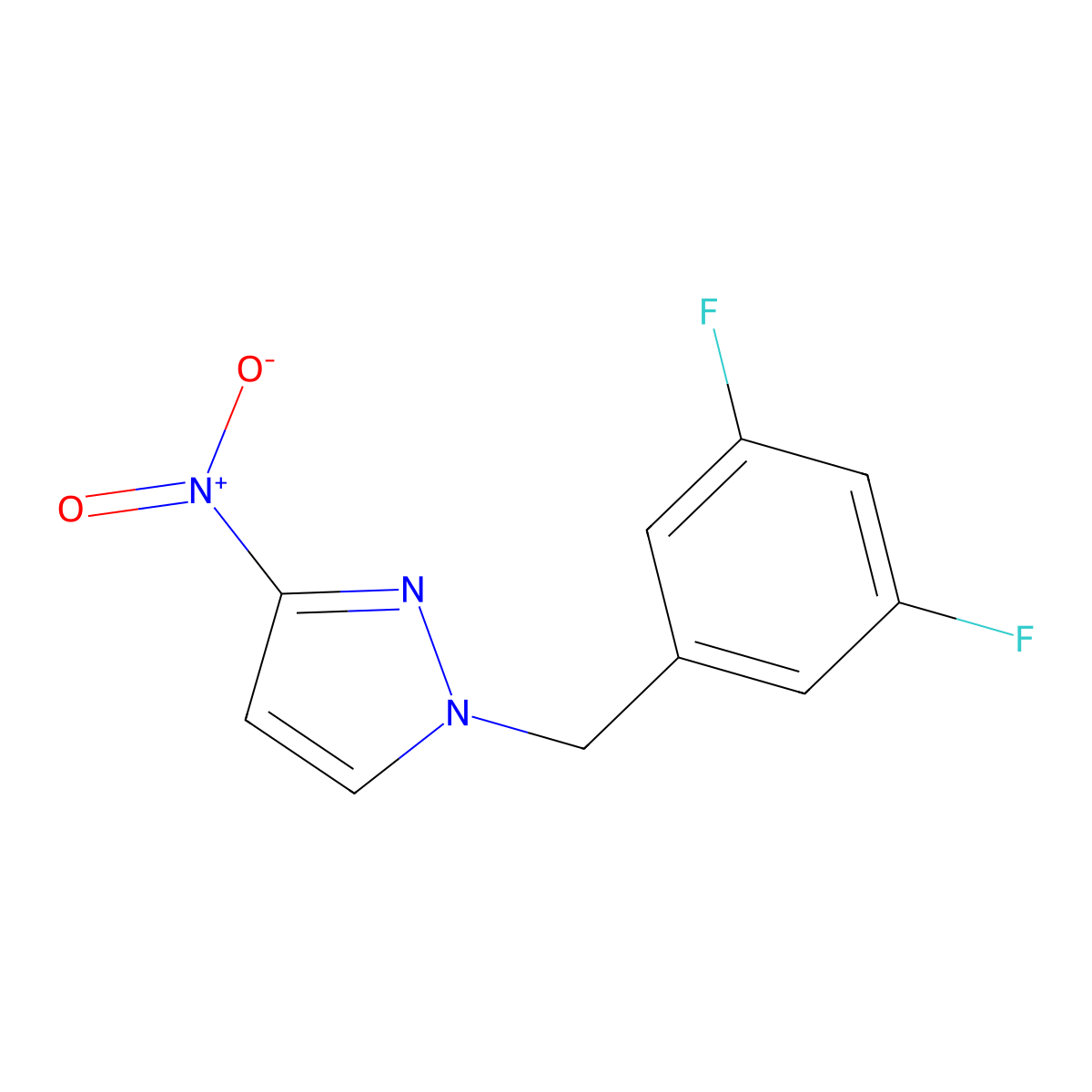 1-[(3,5-Difluorophenyl)methyl]-3-nitro-1H-pyrazole molecular structure, CAS 1240568-37-9