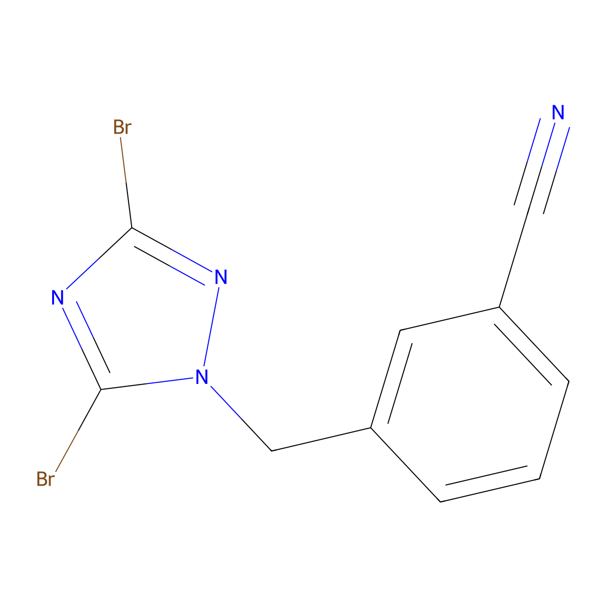 3-[(3,5-dibromo-1H-1,2,4-triazol-1-yl)methyl]benzonitrile molecular structure, CAS 1240568-38-0
