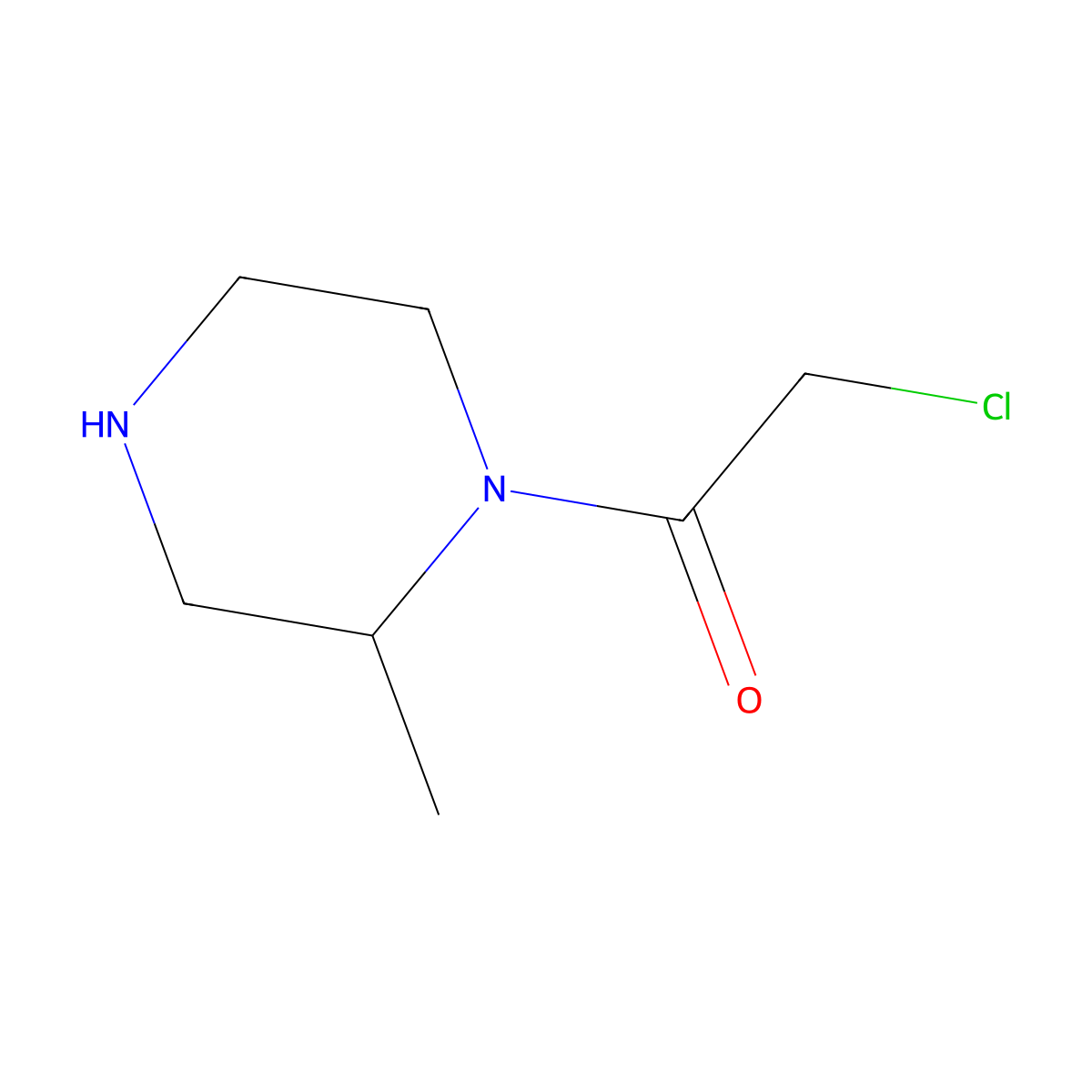 2-Chloro-1-(2-methylpiperazin-1-yl)ethan-1-one molecular structure, CAS 1240568-41-5
