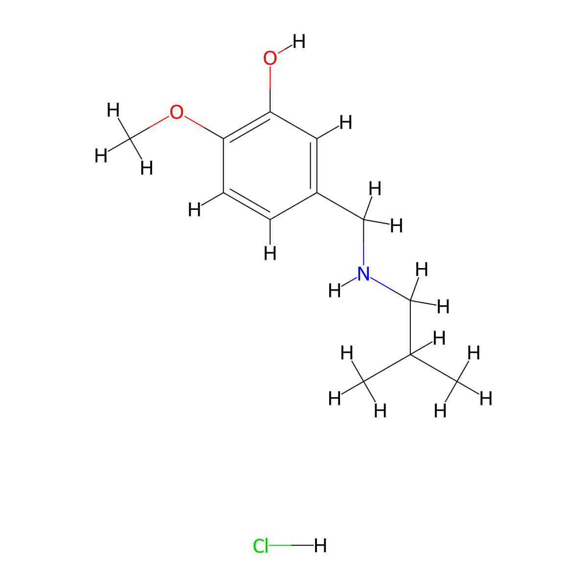 2-Methoxy-5-{[(2-methylpropyl)amino]methyl}phenol hydrochloride molecular structure, CAS 1240568-44-8
