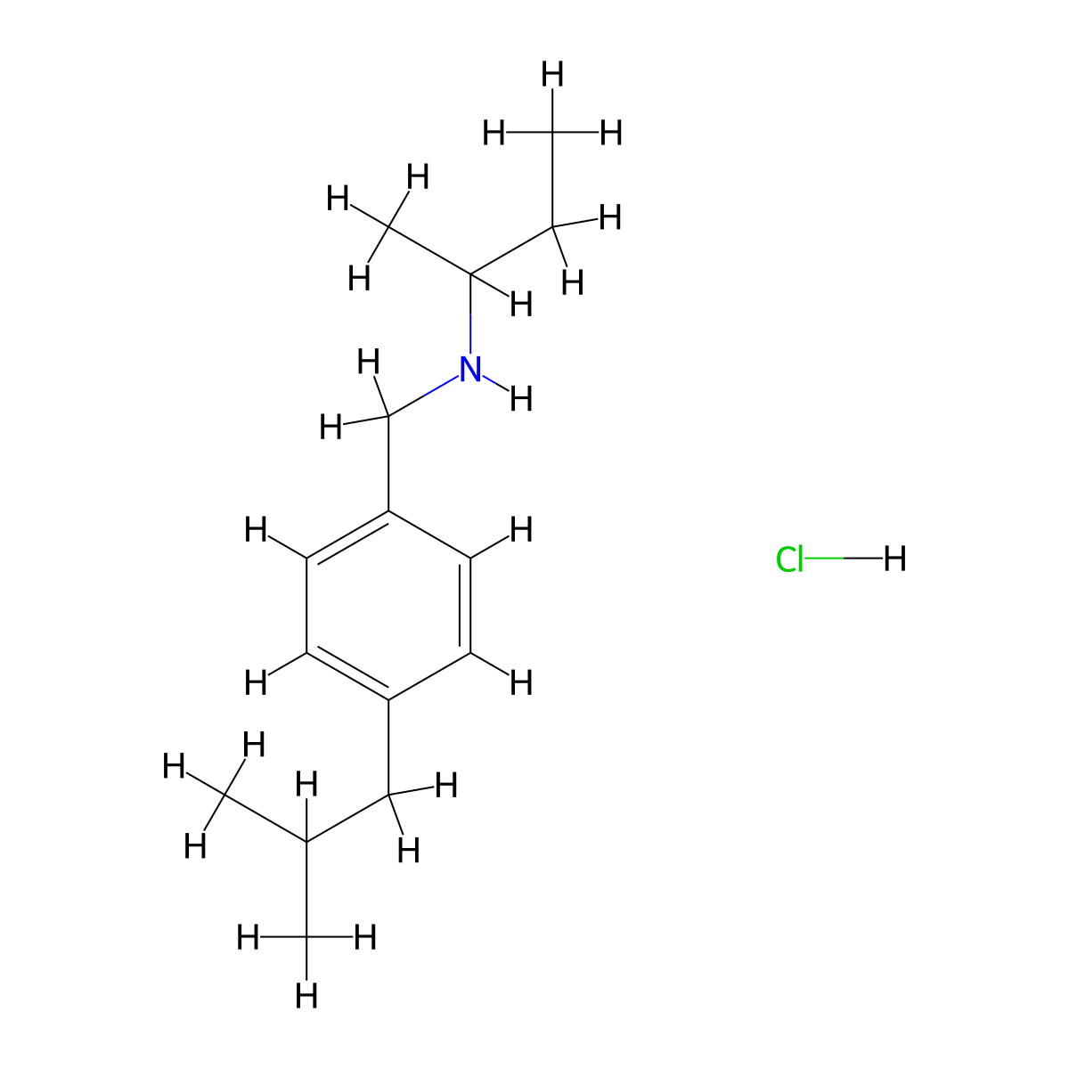 (Butan-2-yl)({[4-(2-methylpropyl)phenyl]methyl})amine hydrochloride molecular structure, CAS 1240568-46-0