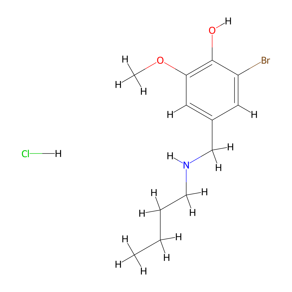 2-Bromo-4-[(butylamino)methyl]-6-methoxyphenol hydrochloride molecular structure, CAS 1240568-48-2