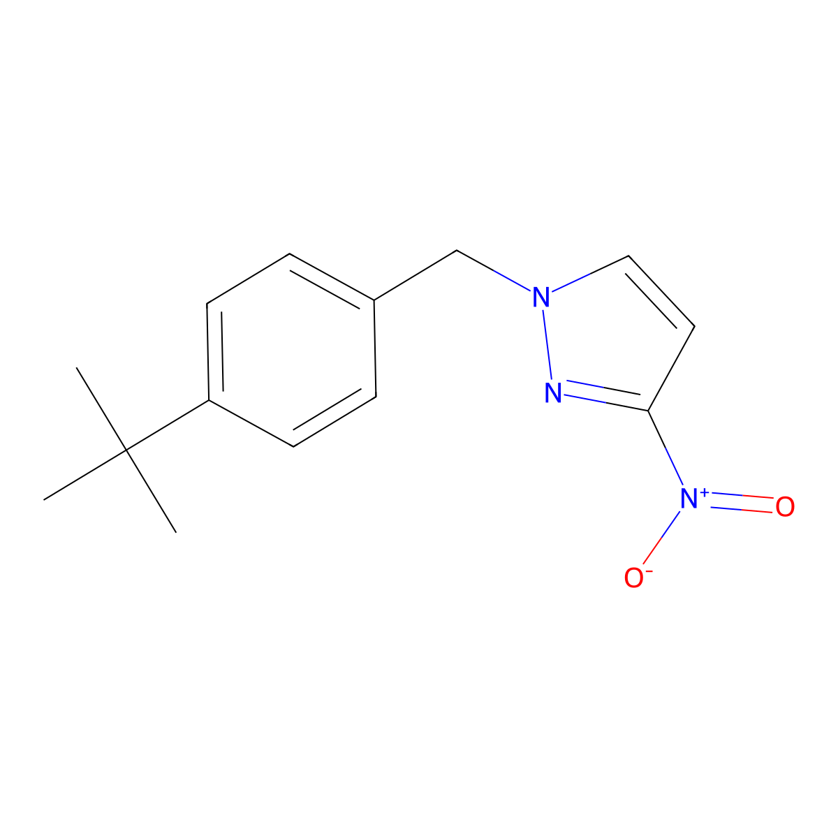 1-[(4-tert-Butylphenyl)methyl]-3-nitro-1H-pyrazole molecular structure, CAS 1240568-50-6