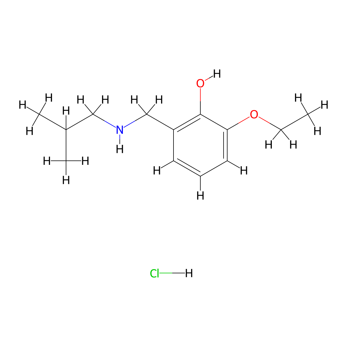 2-Ethoxy-6-{[(2-methylpropyl)amino]methyl}phenol hydrochloride molecular structure, CAS 1240568-52-8