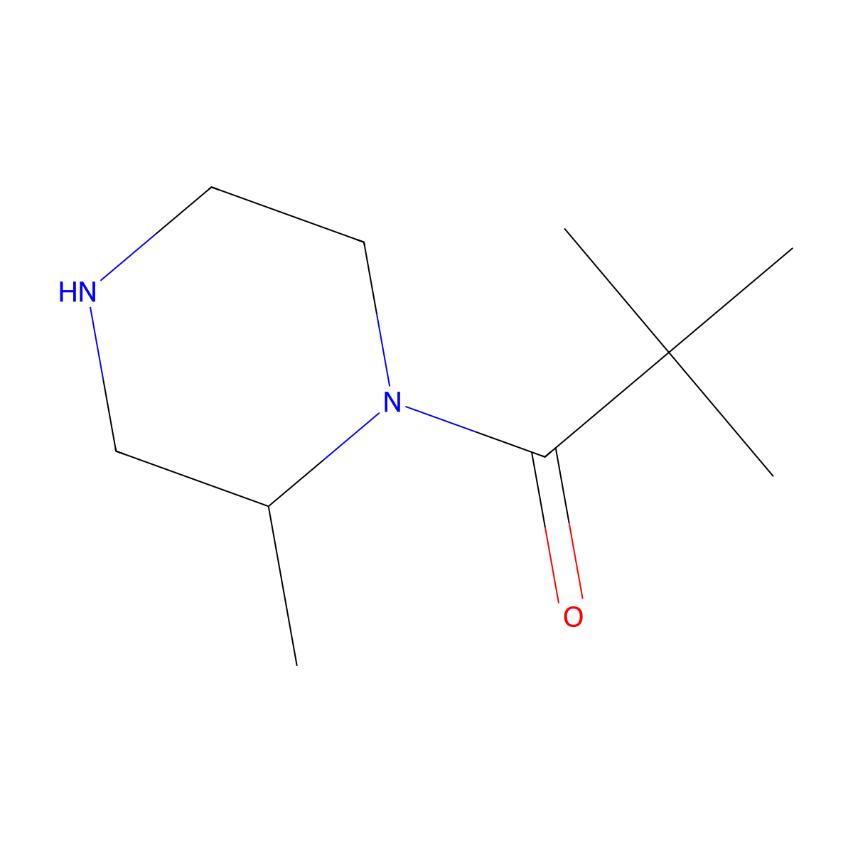 2,2-Dimethyl-1-(2-methylpiperazin-1-yl)propan-1-one molecular structure, CAS 1240568-55-1