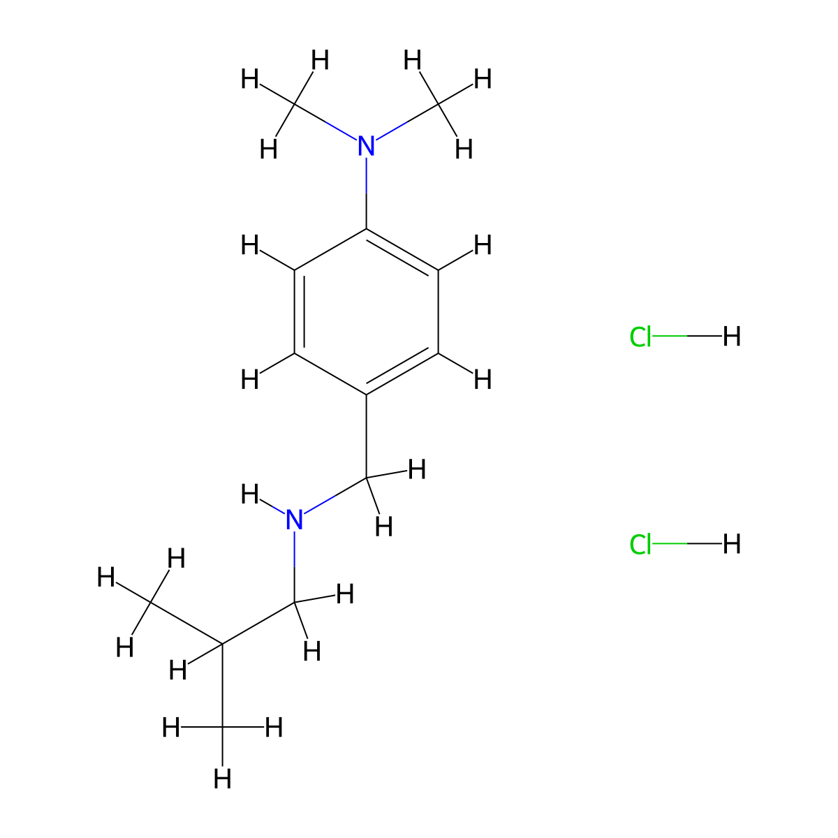 N,N-Dimethyl-4-{[(2-methylpropyl)amino]methyl}aniline dihydrochloride molecular structure, CAS 1240568-57-3