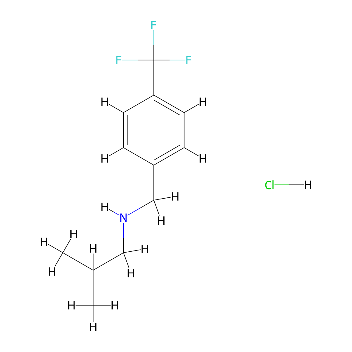 (2-Methylpropyl)({[4-(trifluoromethyl)phenyl]methyl})amine hydrochloride molecular structure, CAS 1240568-68-6