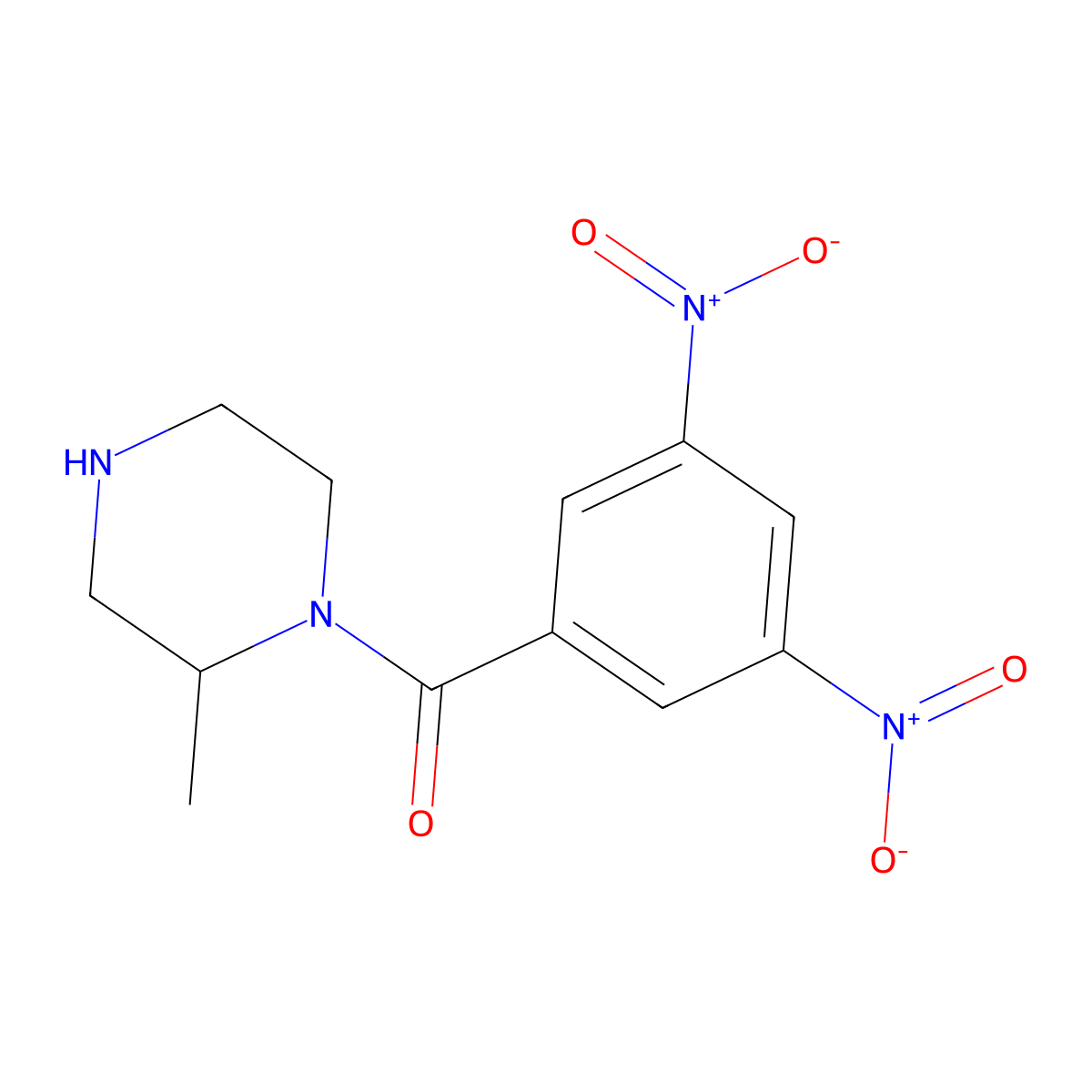 1-(3,5-Dinitrobenzoyl)-2-methylpiperazine molecular structure, CAS 1240568-72-2