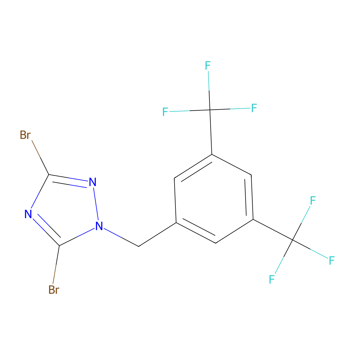 1-{[3,5-Bis(trifluoromethyl)phenyl]methyl}-3,5-dibromo-1H-1,2,4-triazole molecular structure, CAS 1240568-76-6