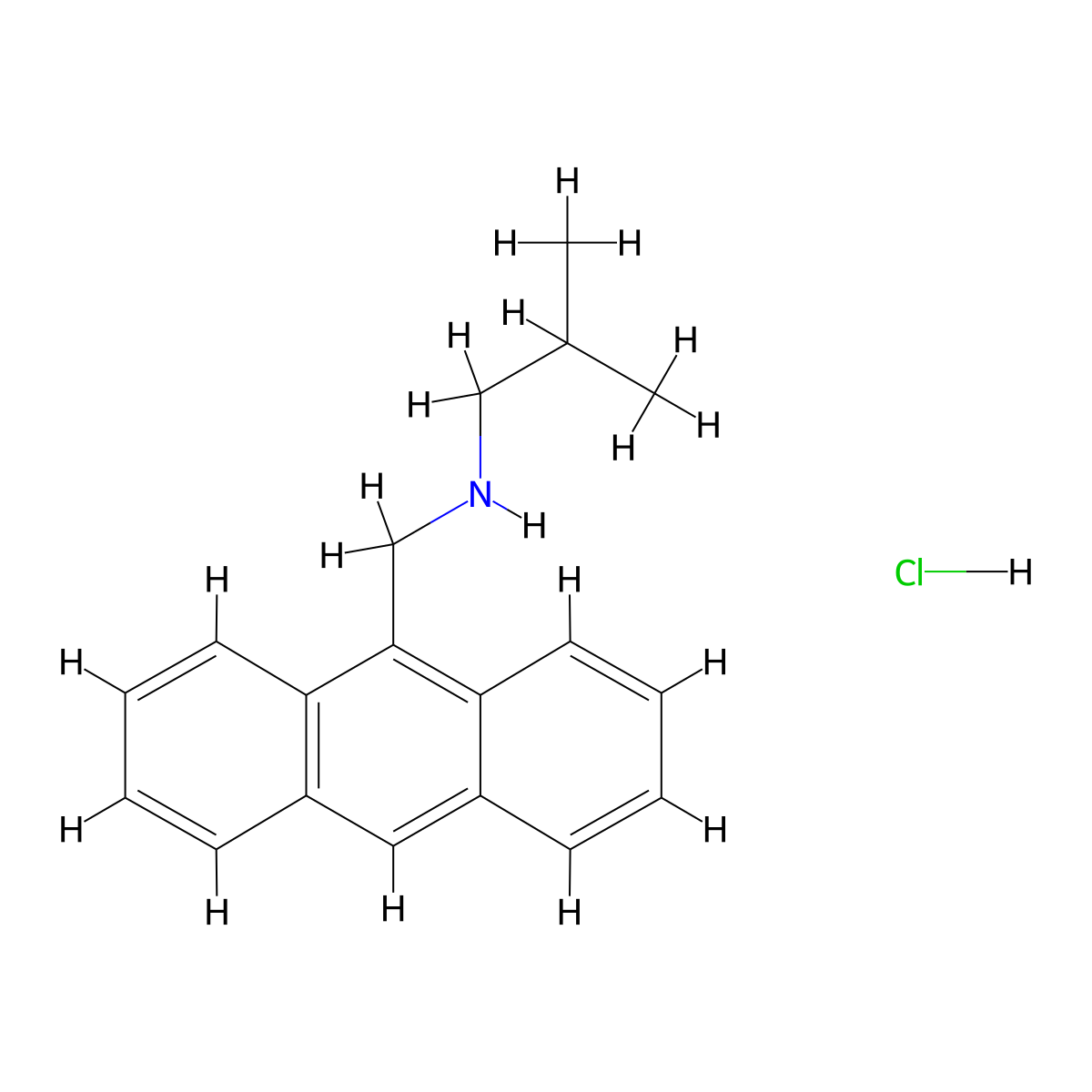 (Anthracen-9-ylmethyl)(2-methylpropyl)amine hydrochloride molecular structure, CAS 1240568-80-2