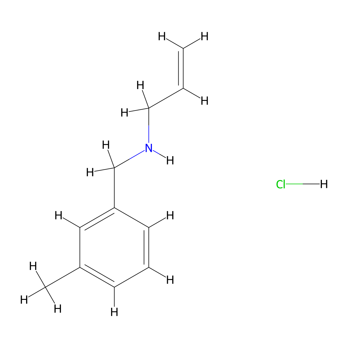 [(3-Methylphenyl)methyl](prop-2-en-1-yl)amine hydrochloride molecular structure, CAS 1240568-87-9