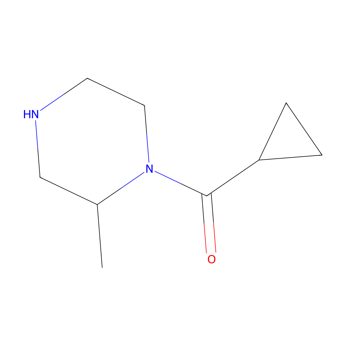 1-Cyclopropanecarbonyl-2-methylpiperazine molecular structure, CAS 1240568-93-7