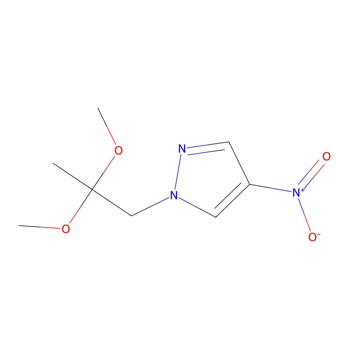 1-(2,2-Dimethoxypropyl)-4-nitro-1H-pyrazole molecular structure, CAS 1240569-09-8