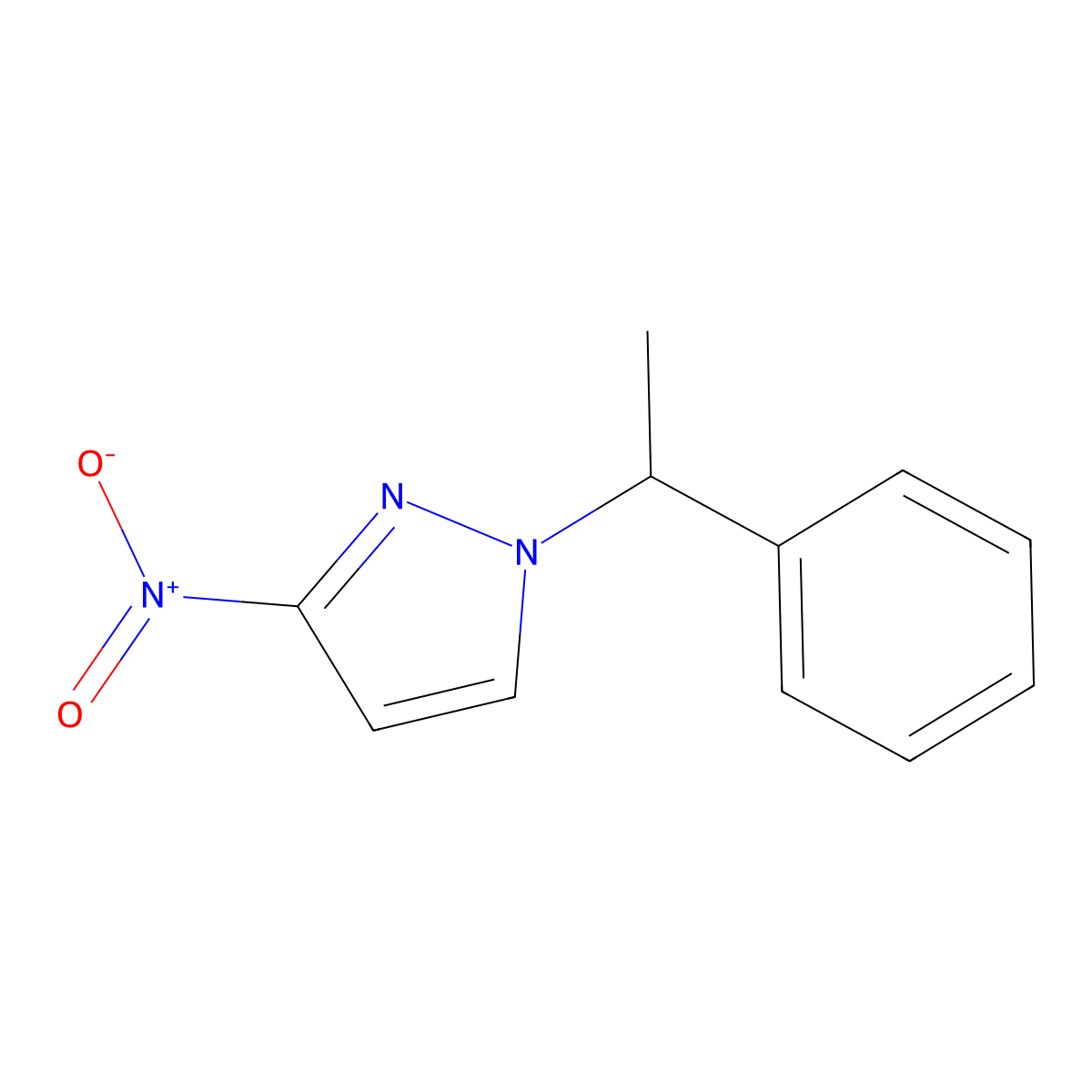 3-Nitro-1-(1-phenylethyl)-1H-pyrazole molecular structure, CAS 1240569-39-4