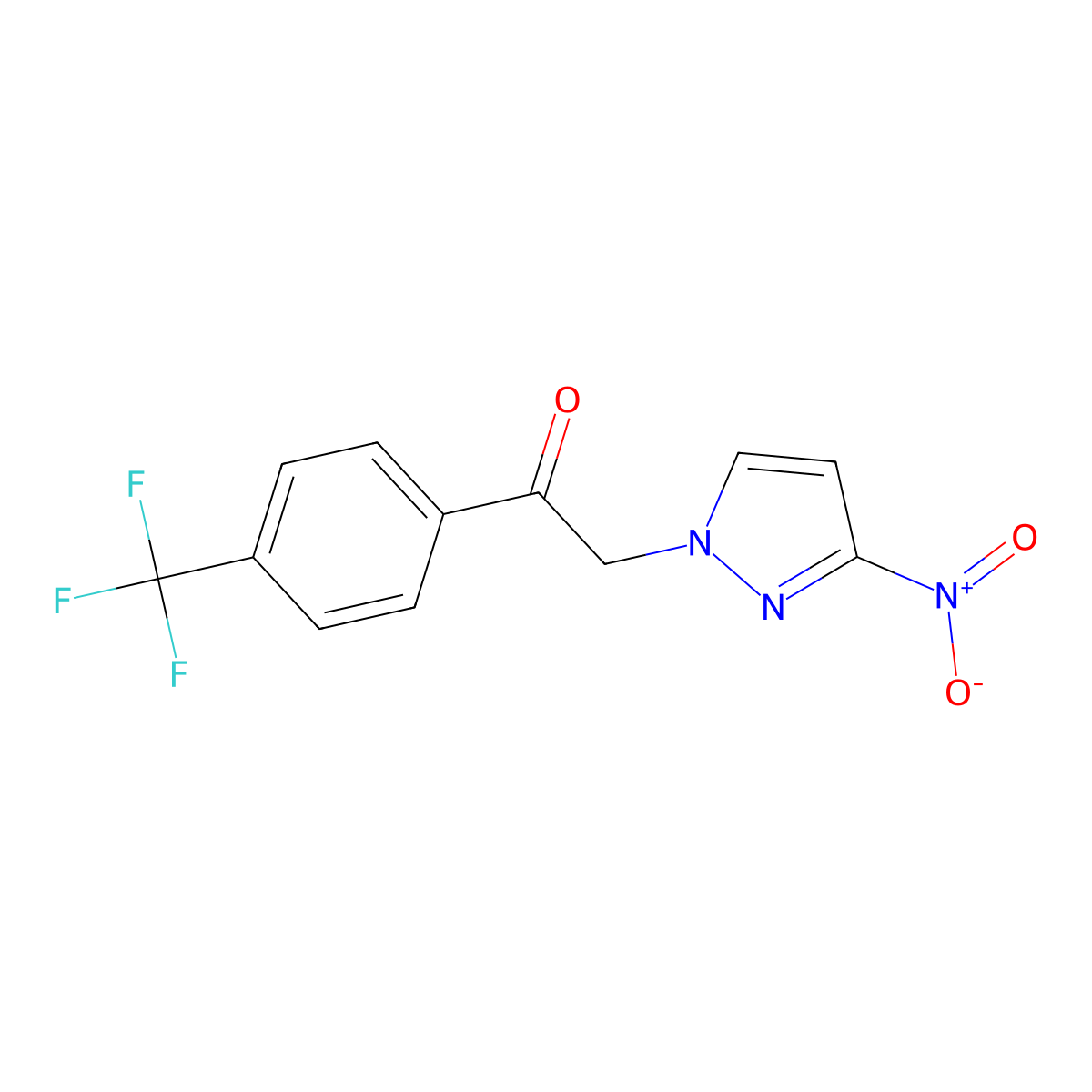 2-(3-Nitro-1H-pyrazol-1-yl)-1-[4-(trifluoromethyl)phenyl]ethan-1-one molecular structure, CAS 1240569-62-3