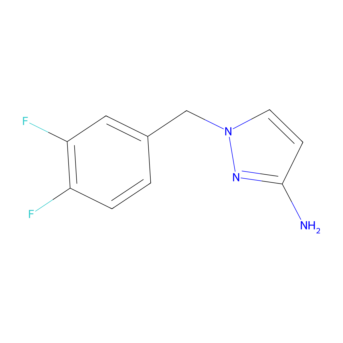 1-[(3,4-Difluorophenyl)methyl]-1H-pyrazol-3-amine molecular structure, CAS 1240569-82-7