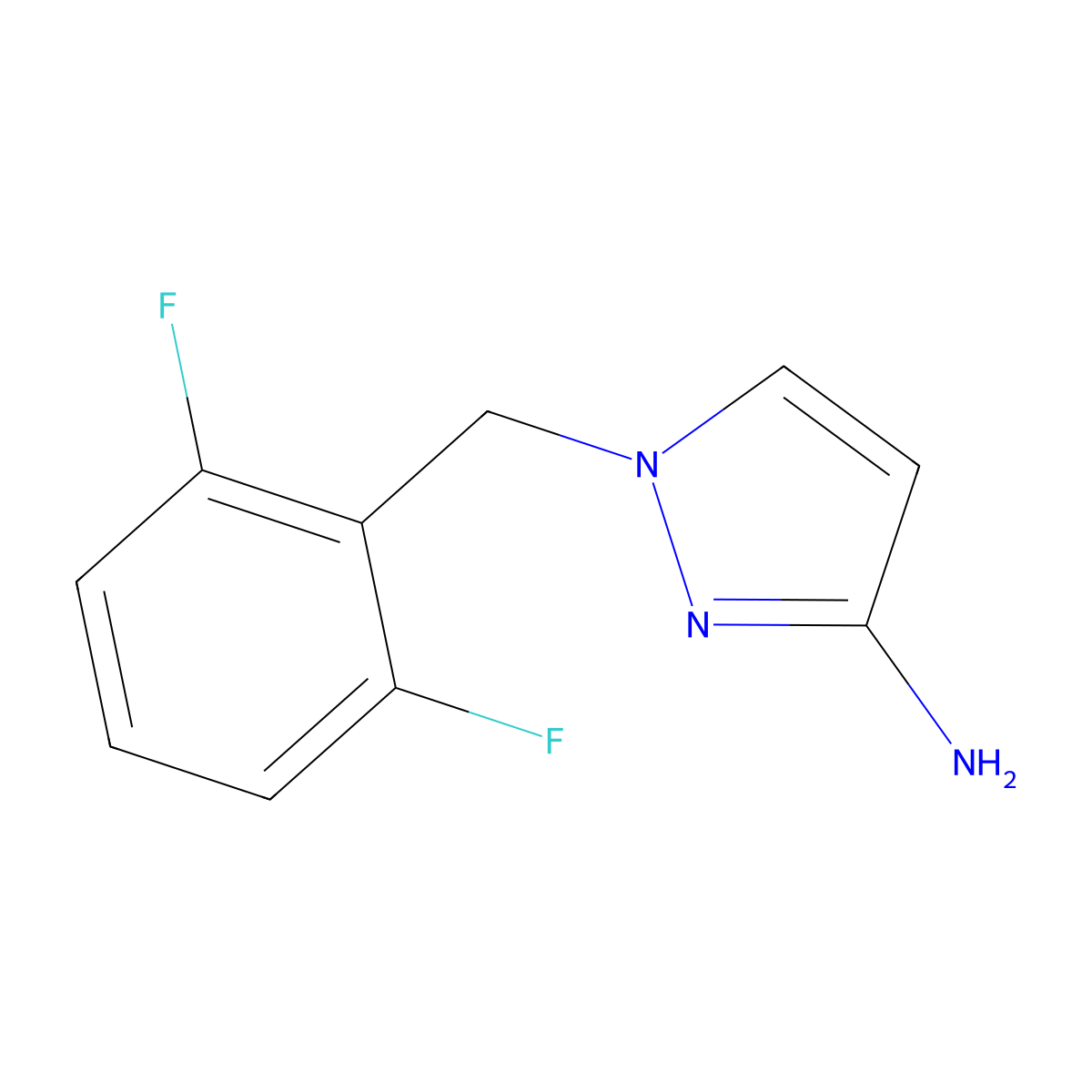 1-[(2,6-difluorophenyl)methyl]-1H-pyrazol-3-amine molecular structure, CAS 1240569-87-2
