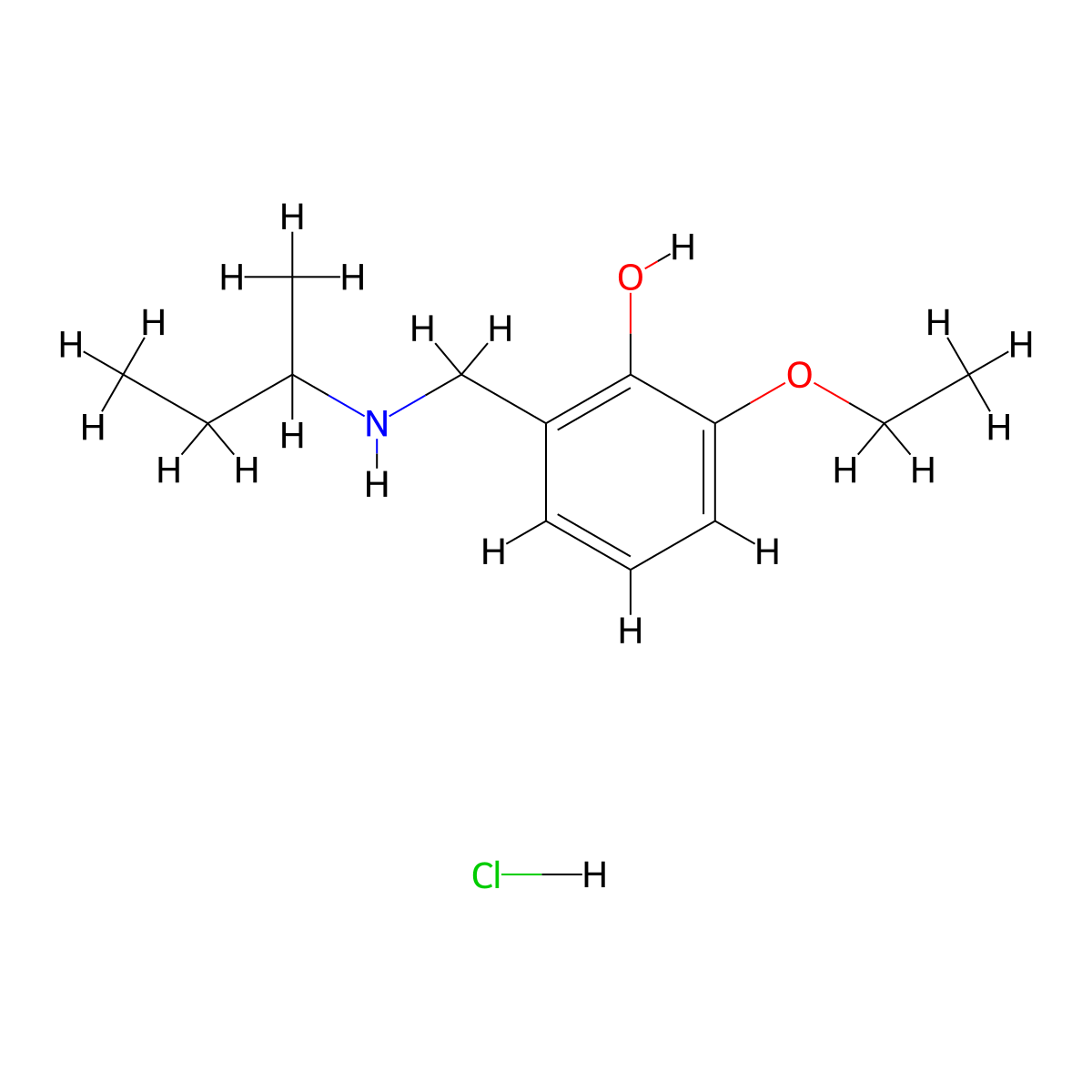 2-{[(Butan-2-yl)amino]methyl}-6-ethoxyphenol hydrochloride molecular structure, CAS 1240569-91-8
