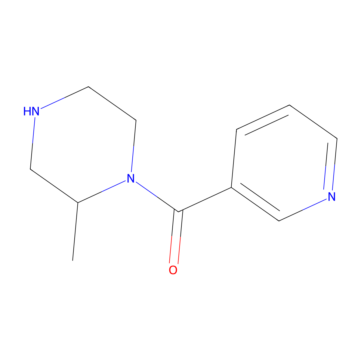 2-Methyl-1-(pyridine-3-carbonyl)piperazine molecular structure, CAS 1240570-13-1