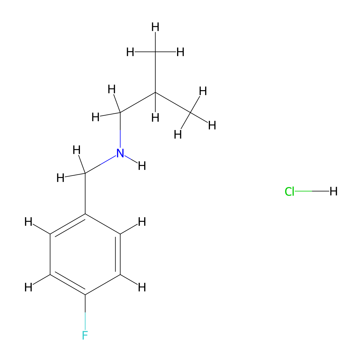N-(4-Fluorobenzyl)-2-methyl-1-propanamine hydrochloride molecular structure, CAS 1240570-15-3